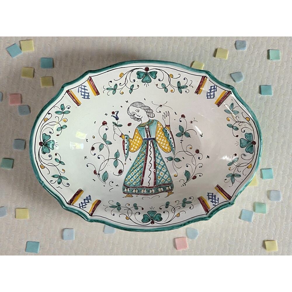 Grazea Dervta Italian Ceramic Scalloped Small Serving Bowl 10 Inch Vintage